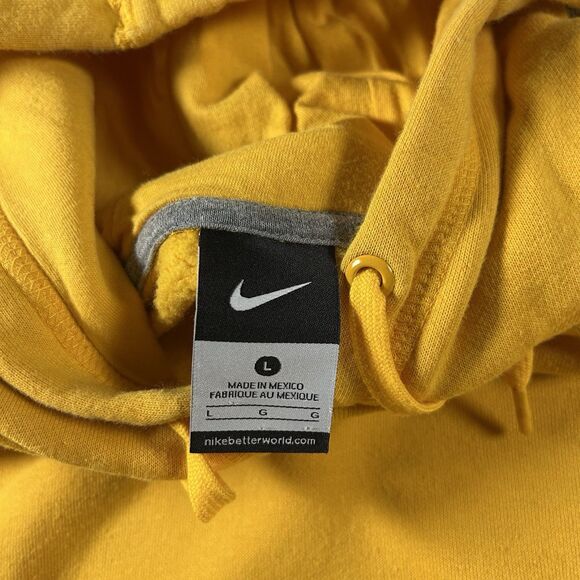 Y2K Nike Center Swoosh Yellow Hoodie Men’s Large Rare Pullover Fleece 598575-716 - Picture 4 of 10
